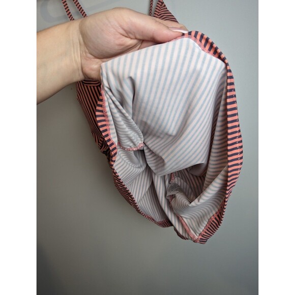 Motherhood Maternity Ruffle Front Tankini Top Striped Pink UPF50+ Size Large 1pc - Picture 9 of 11